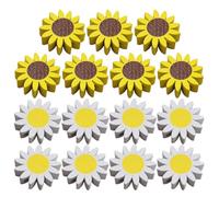 CALLARON 30pcs Wooden Beads DIY Accessories Sunflower and Daisy Shape Natural Wood Loose Beads for Jewelry Making Garland Crafts Home Decoration Random Color