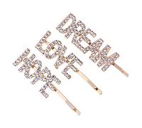 CALLARON 3PCS Alphabet Rhinestone Hair Clips for Women Stylish Hair Barrettes Dream
