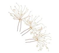 CALLARON 3Pcs Elegant Wedding Hair Fork Set with Pink Crystal Pearls U Shaped Bridal Hair Sticks for Women for Special Occasions and Evening Parties