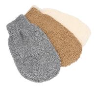 CALLARON 3pcs Exfoliating Shower Gloves with Rich Lather, Synthetic Fiber Bath Body Scrub Mitts for Deep Cleansing and Dead Skin Removal, for Daily Shower Use Random Color