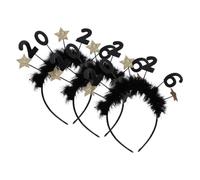 CALLARON 3PCS Glitter Star Headbands for Year Party Sparkling Holiday Hair Hoops with Vibrant Gold Stars Interactive Festive Hair Accessories for Christmas and Celebration Events