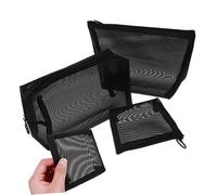 CALLARON 3pcs Mesh Cosmetic Bag Makeup Bag Travel Toiletry Zipper Makeup Pouches for Women Girls