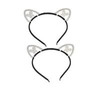 CALLARON 3pcs Rhinestone Cat Ears Headband Sparkly Crystal Headpiece Cute Halloween Party Decoration Women Hair Accessory