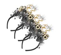 CALLARON 3pcs Sparkly Year Hair Accessories Elegant Black and Gold Stars Sequins Headbands for Year's Eve Parties Festivals and Holiday Celebrations