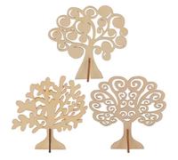CALLARON 3pcs Tree-Shaped Wooden Cutouts for DIY Crafts, Khaki Wood Material, Can Be Displayed Or Hung, for ’s Creative Projects and Christmas Decorations