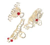CALLARON 3pcs Vintage Metal Dragon Hair Claw Clip with Rhinestones Non-slip Strong Grip Jaw Clips for Women Asian Style Hair Accessories for Spring Festival and Special Occasions