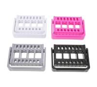 CALLARON 4Pcs 16-Hole Nail Drill Bits Storage Box Organizer, Manicure Drill Case Multi-Color Options White Grey Rose Red Black, Salon Nail Tool Holder for Grinding Head Display