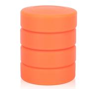 CALLARON 4pcs Adjustable Hardness Pvc Matte Surface Ice Hockey Training Pucks Orange Rubber Practice Puck Set for Outdoor and Indoor Hockey Training