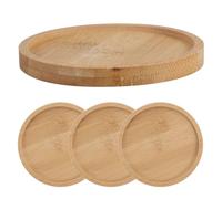 CALLARON 4Pcs Bamboo Drink Coasters Round 9.5Cm Heat-Resistant Cup Mats for Table Protection and Craft DIY Supplies