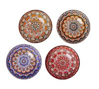 CALLARON 4pcs Ceramic Rice Bowls Set in Assorted Colours, Multi-Purpose Kitchen Bowls with Bohemian Style Design, Environmentally Friendly Dinnerware for Noodle and Other Random Color