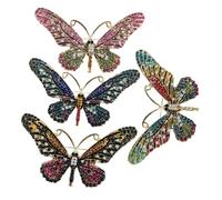 CALLARON 4pcs Colorful Rhinestone Butterfly Brooch Pin for Women Elegant Alloy Lapel Pins with Dazzling Sparkle Accessory for Sweaters Scarves Dresses Wedding Bouquets