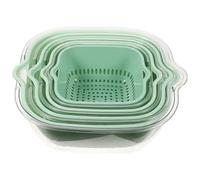 CALLARON 4pcs Double Layered Plastic Colander Basket Fruit Vegetable Strainer Bowl Lightweight Pet Material for Storing Food in Hotels and Home Kitchens