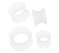 CALLARON 4pcs Flexible Silicone Ear Gauges Plugs with Luminous Effect and Comfort Fit, White Ear Tunnels for Occasions and Parties, Trendy Western Style Body Piercing Jewelry