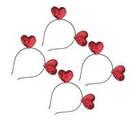 CALLARON 4pcs Fluffy Heart Headband Sequin Hair Decor Valentine's Day Accessories