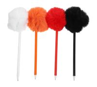 CALLARON 4pcs Fluffy Writing Pen Plush Ball Ballpoint Pen Fast Dry Ink Smooth Writing Assorted Color Office School Supplies for Students