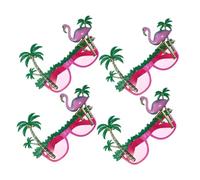 CALLARON 4pcs Hawaiian Party Glasses with Flamingo and Coconut Tree Design Novelty Tropical Eyewear for Luau Beach Dancing Costume Fun Summer Accessories for Adults and Teens