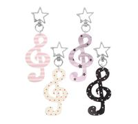 CALLARON 4pcs Music Note Keychain with Polka Dot Stripe Star Design Metal Pendant for Teachers Students Stylish Party Favors for Back to School Christmas Karaoke and Dance Events