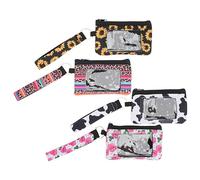 CALLARON 4Pcs Neoprene Credit Cards Organizer Bag Portable Printed Coin Pouch Durable Multifunctional Money Storage for Coins Banknotes Keys for Everyday Use