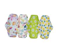 CALLARON 4PCS Reusable Menstrual Pads Washable Bamboo Carbon Nursing Mat for Women Random Pattern Comfortable Skin Touch Design Easy to Clean and Secure with Button Random Color
