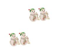 CALLARON 4pcs Snowman Brooches Christmas Alloy Pin Rhinestone Brooches for Clothing Bags Hat Lapel Pin Accessory DIY Crafts