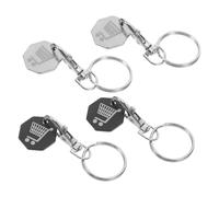 CALLARON 4pcs Stainless Steel Shopping Cart Trolley Token Keyring Change Release Keychains for Cart Trolley Keyring Accessory for Families