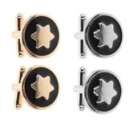 CALLARON 4pcs Star-shaped Cufflinks for Men Wedding Formal Party Accessories French Shirt Suit Cufflinks Initial Design for Business Events