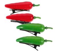 CALLARON 4PCS Vegetable Chili Pepper Hair Clips for Women Durable Plastic Alligator Hair Styling Pins Cute Food Themed Barrettes for Quick Playful Hairdos and Everyday Use