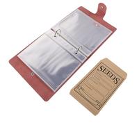 CALLARON 5-inch Pu Leather Seed Storage Binder with 50 Resealable Kraft Paper Envelopes 2-Ring Garden Seed Organizer Album for Vegetable Packet Keeping and Organization System