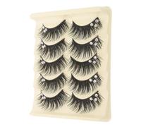 CALLARON 5 Pairs Latin Dance False Eyelashes Rhinestones, Voluminous Black and Blue Mermaid Style, Stage Makeup Curl Lash Extensions for Women