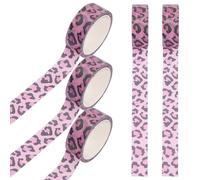 CALLARON 5 Rolls Leopard Print Paper Tape, Writable Animal Pattern Masking Tape for DIY Crafts, Scrapbooking, Wrapping and Handbook Decoration, Pink and Black-white Colors