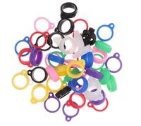 CALLARON 50pcs 13mm Anti-Lost Silicone Rings Adjustable Rubber Key Rings Multipurpose Necklace Lanyard Pendant Kit with 7 Color Mix for Jewelry Making and Keychain Accessories Random Style