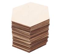 CALLARON 50pcs Natural Wood Hexagon Shape Cutouts Blank Wooden Hexagon Pieces Smooth Finish Khaki Color Modern Style for Craft Projects DIY Craft