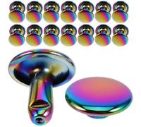 CALLARON 50pcs Rainbow Double Cap Rivets 9x8mm Metal round Rapid Studs for Handbag Rivets, Garment Decoration, DIY Purse Making Kit, Bag and Fabric Craft Accessories