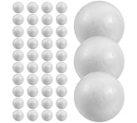 CALLARON 50pcs White Polystyrene Craft Balls Smooth Round Foam Balls for DIY Art, School Projects and Christmas Decorations, Can Be Glued and Pinned