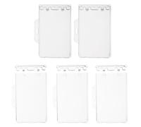 CALLARON 5pcs Abs Horizontal Id Card Holder Sleeve, Portable PC Badge Protector for Office, Work and Game Cards, Locking Design for Secure Name Badge Display