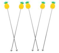 CALLARON 5pcs Fruit Bar Swizzle Sticks Stainless Steel Mixing Stirrers for Bar Fun Elegant Lovely Design Extended Service Life and Quick Even Mixing for Weddings and Office