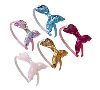 CALLARON 5pcs Glitter Sequin Hair Hoops Mermaid Headbands for Women Lightweight Comfortable Party Accessories Pink White Rose Red Silver Set