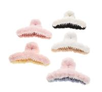CALLARON 5pcs Plush Hair Clips Snap Hair Clips for Women Ponytail Extension No Crease Random Color