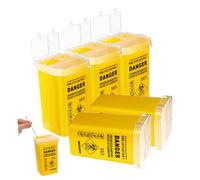 CALLARON 5pcs Yellow Sharps Container for Home and Salon Waste Disposal Box for Blades Needles and Barber Waste Secure Sealing Sharps Bin for Safe Needle Destruction and Blade Disposal