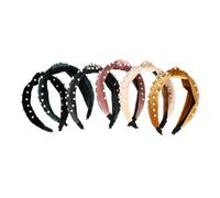 CALLARON 6 Pcs Plastic Pearl Headbands for Women Fashion Knot Hair Accessories in Black Grey and Green for Daily Wear and Special Occasions