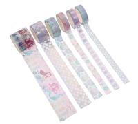CALLARON 6 Rolls Mermaid Foil Washi Tape Set, 3 Meter Adhesive Paper Masking Tape for Scrapbooking, Diary Decoration, DIY Crafting and Journal Making Supplies in Creative Fairy Tale Design