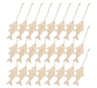 CALLARON 60pcs Blank Wood Hanging Ornaments Wooden Fish Shapes Beige Natural Wood Educational Tool Creative Freedom Coastal-Inspired Rustic Style for Coastal Themed Home and DIY Projects