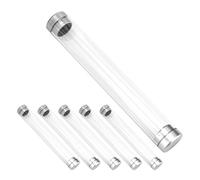 CALLARON 6pcs Acrylic Pencil Boxes, Small Empty Pen Display Cases Round Crystal Design, Pen Containers for School, Office, and Travel Storage