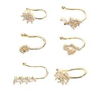 CALLARON 6Pcs Adjustable Clip Nose Cuff Jewelry for Women Men Faux Nose Rings with Star Moon Flower Shapes Dazzling Zirconia Non Piercing Designs Versatile
