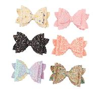 CALLARON 6pcs Double Layer Sequin Bow Hairpin Set for Handmade Glitter Wave Hair Clips Sparkly Accessories for Eye Catching Decorative Hairpins Random Color