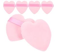 CALLARON 6pcs Heart-shaped Pink Makeup Puff for Beginners Multi-functional Gentle on Skin Flocking Sponge Powder Puff Face Makeup Tool for Loose Powder Application