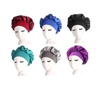 CALLARON 6pcs High Stretch Wide Sleep Cap and Headband Set for Women, Night Sleeping Hair Care Hat in Black Blue Wine Red and Dark Purple