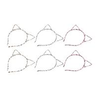 CALLARON 6pcs Leopard Print Cat Ears Headband Set for Women - Animal Print Hair Accessories with Yellow White and Red Pink Cheetah Patterns - Party Cosplay Costume Headbands for Jungle