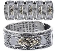 CALLARON 6pcs Luck Finger Rings Wealth Ring Vintage Metal Creative Design Style Highlight Appearance Happiness Men Casual Wear Unique Shape