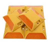 CALLARON 6pcs Reflective Road Markers Plastic Driveway Studs Yellow Shell Double Yellow Road Safety Pavement Reflectors for High Visibility Traffic Warning